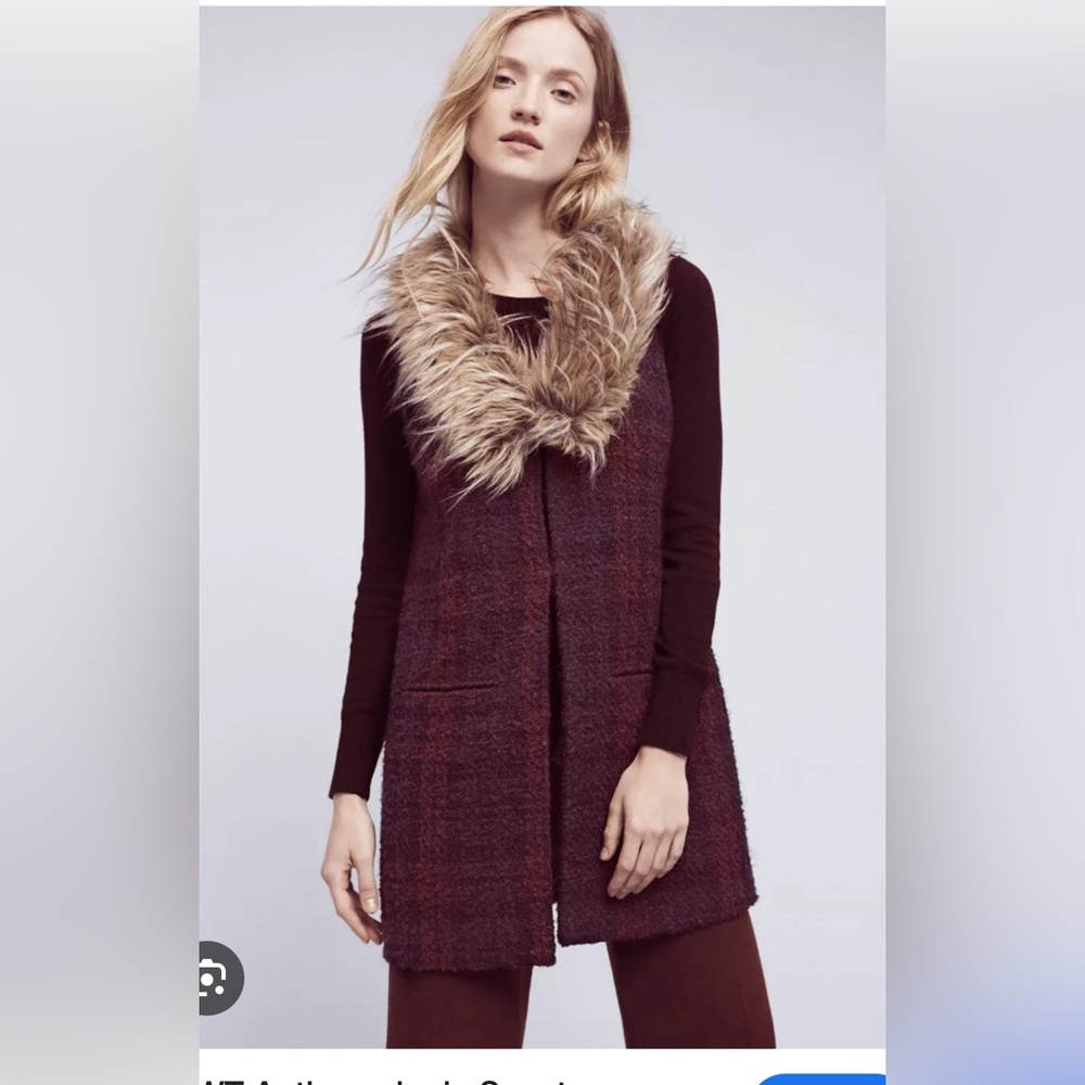 Anthropologie sanctuary sweater fur collar